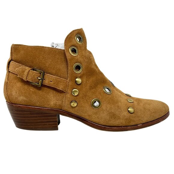 Sam Edelman Pedra Womens Tan Suede Leather Ankle Boots Grommets  Buckle  7 READ - Picture 7 of 13